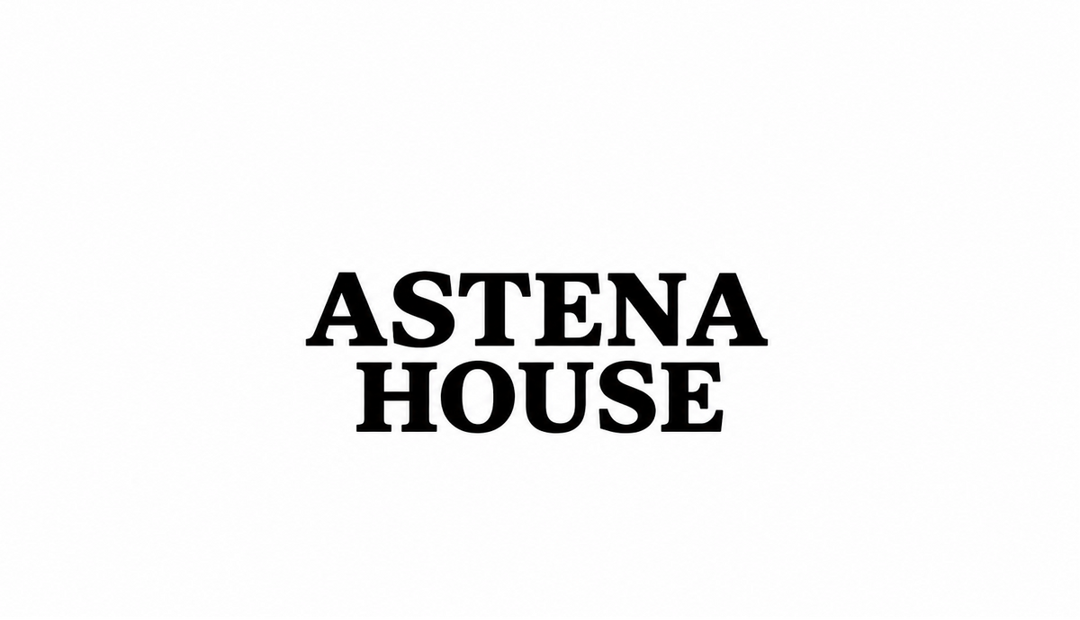 The text 'ASTENA HOUSE' is displayed in a bold, black serif typeface, centered on a plain white background.